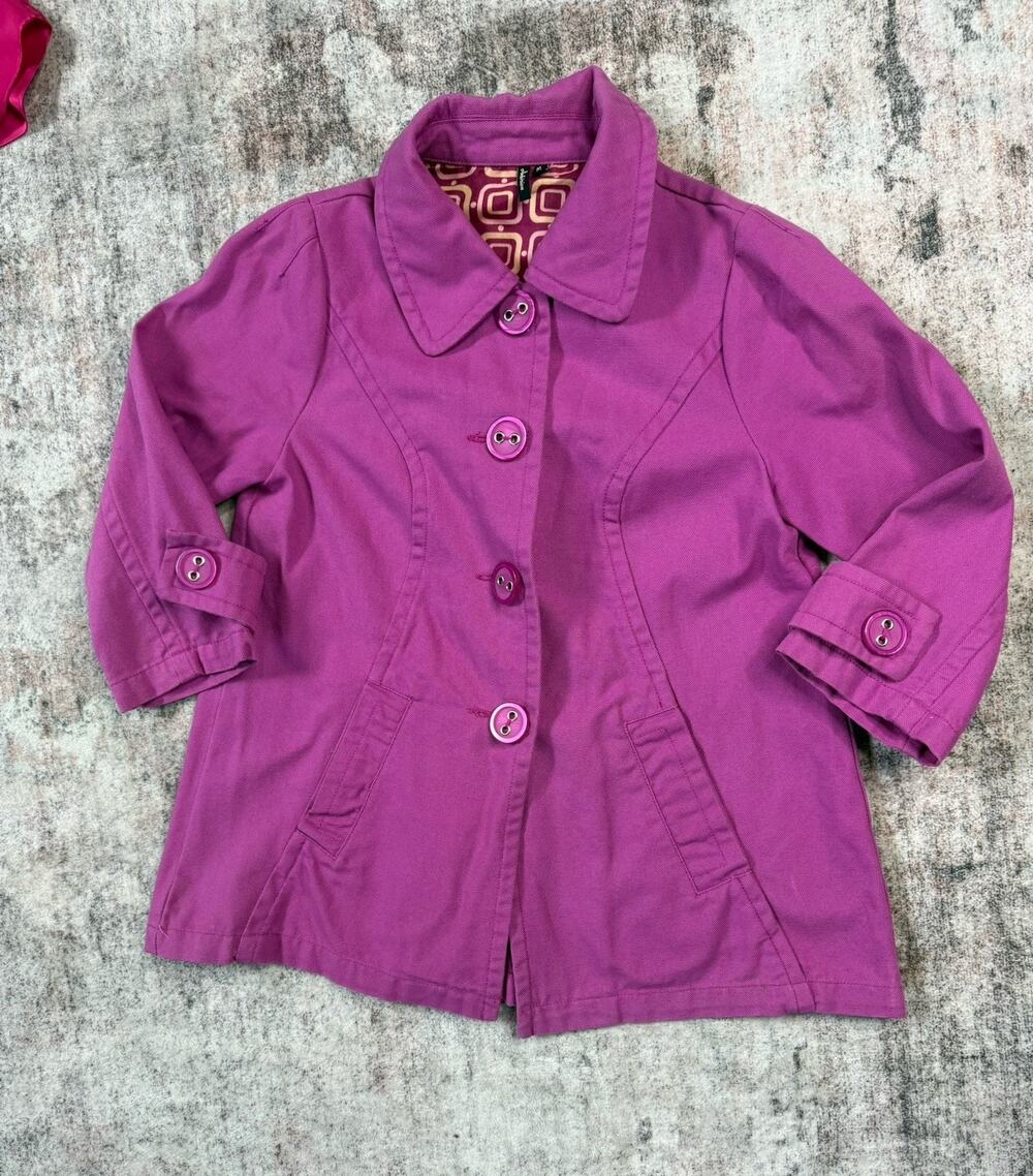 Ambition Womens Lightweight Pink Trench Coat Jacket Size M Y2K Fall 100% Cotton